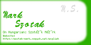 mark szotak business card